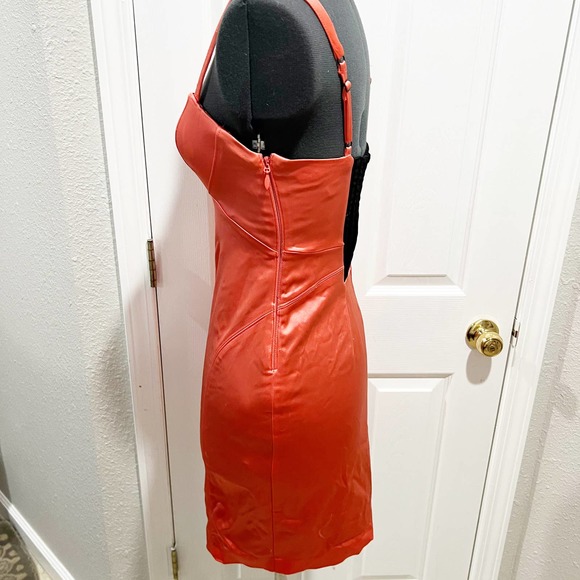 Bebe Sweetheart Satin Corset Top Dress Coral XS NWT - Picture 4 of 12